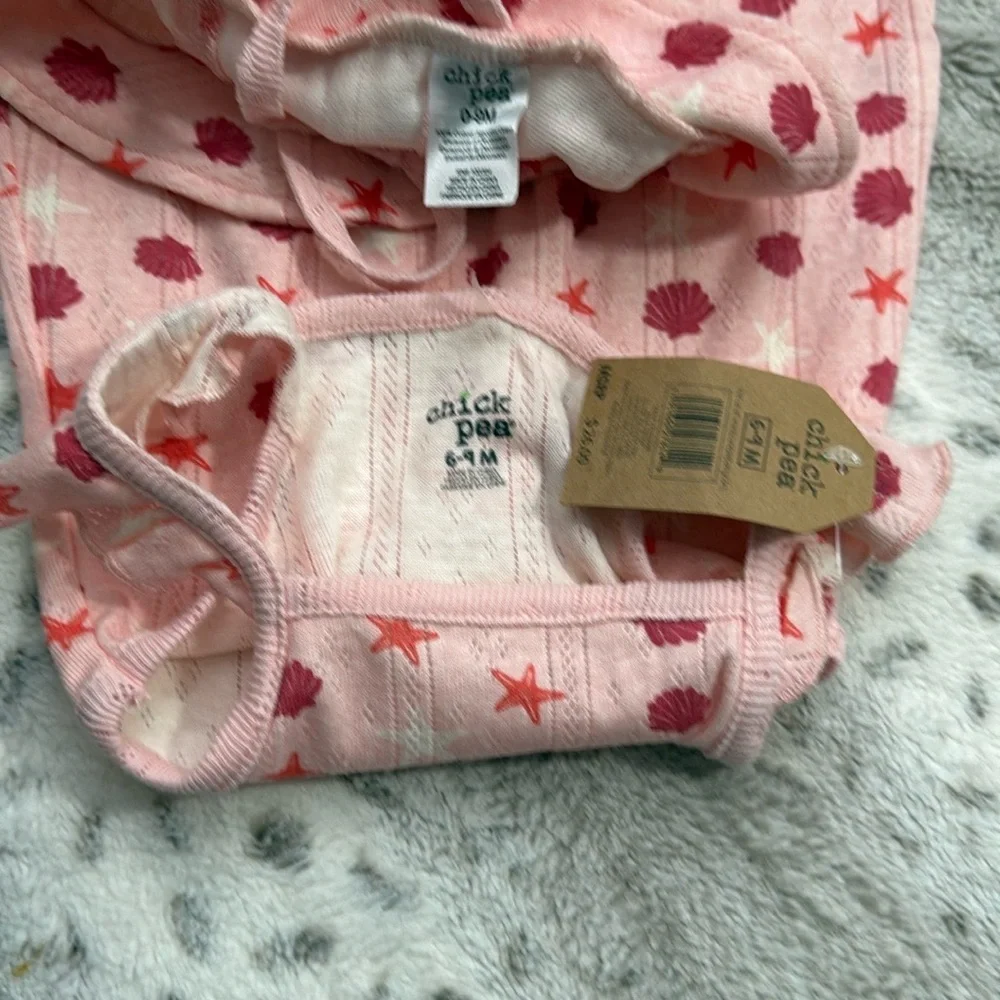 NWT! Chick Pea matching set baby girls 6-9 months tropical seashell resortwear